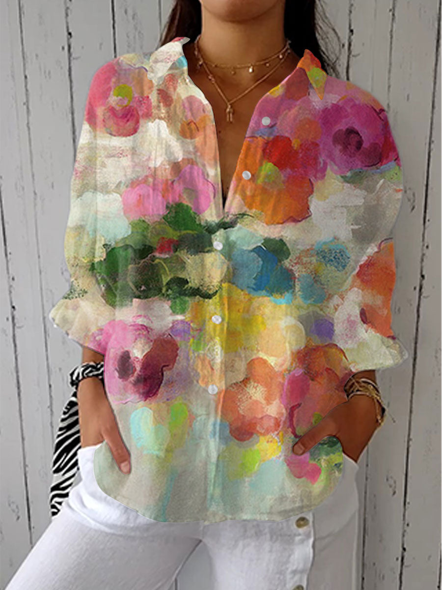 Bríd – Watercolor Floral Blouse