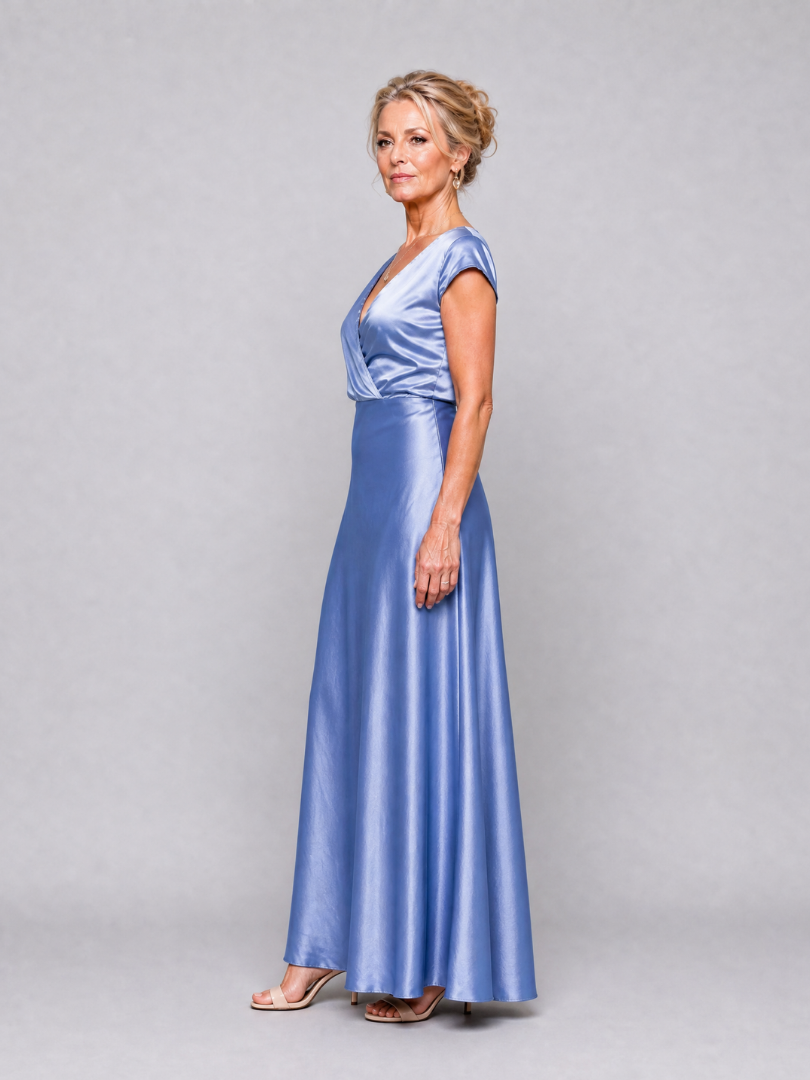 Earnait | Cap Sleeve Wrap Bodice Maxi Dress