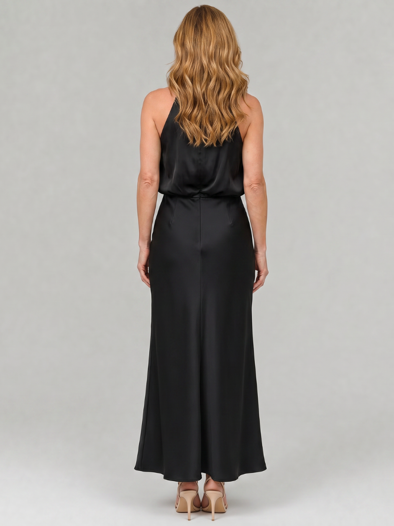 Caireann | Sleeveless Draped Neck Midi Dress