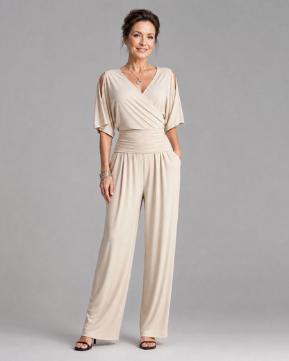 Sébdann | Cold-Shoulder Wrap-Waist Jumpsuit