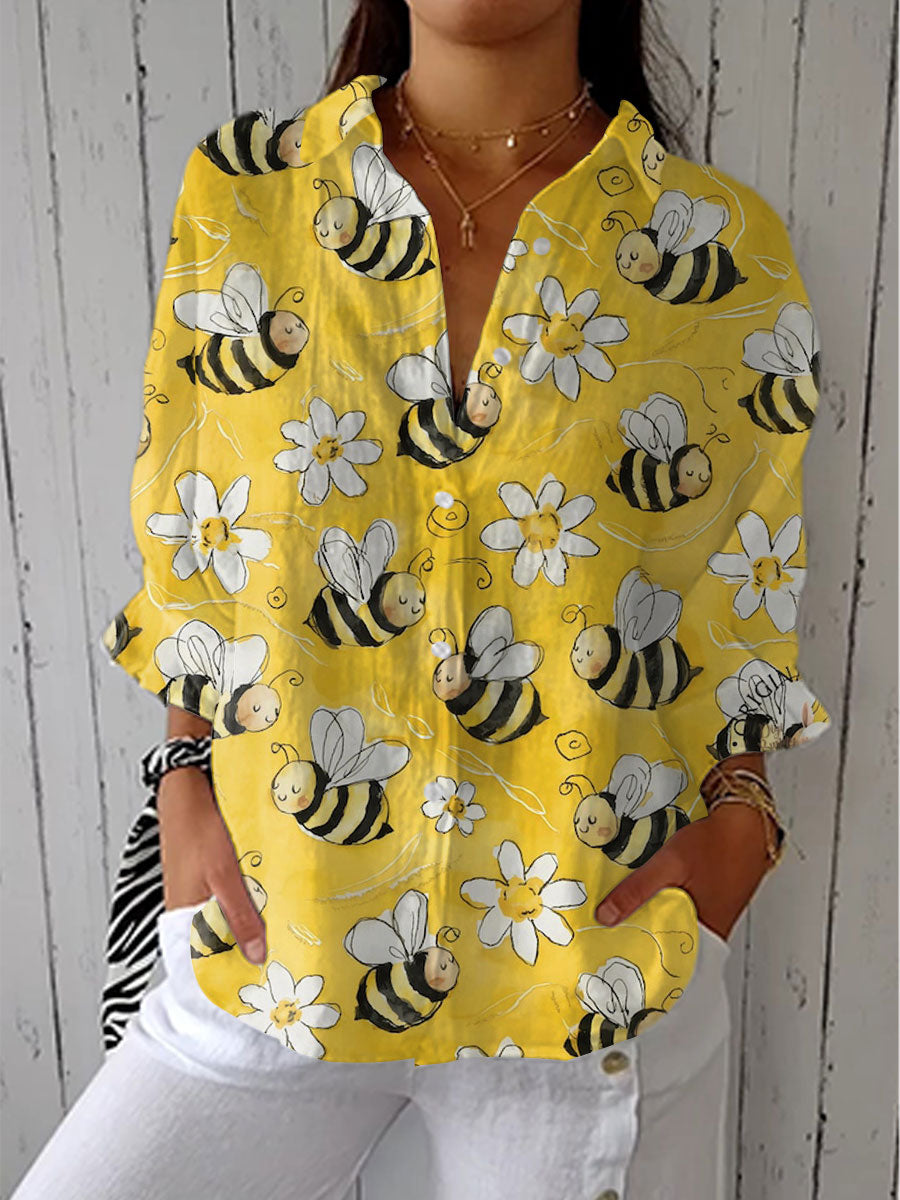 Niamh - Floral Bee Print Blouse