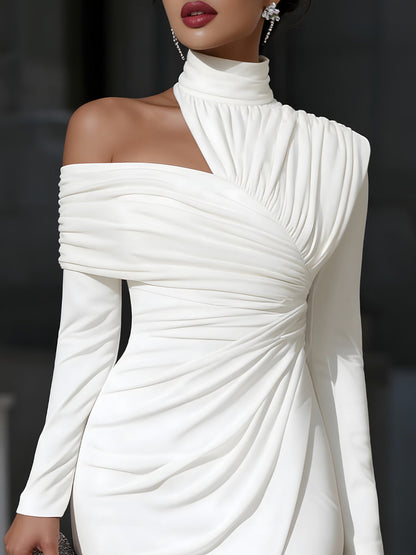 Éile | Asymmetric Evening Dress with High Neck