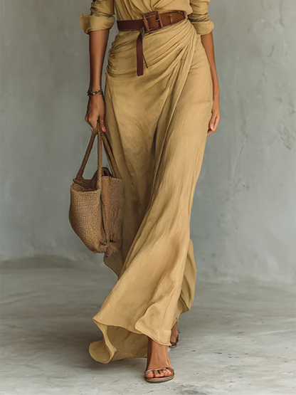 Clodagh | Maxi dress with a collar and a waist belt