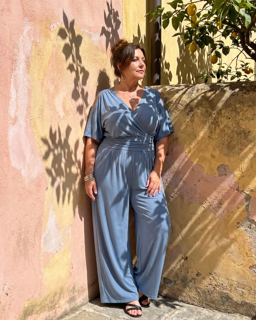 Sébdann | Cold-Shoulder Wrap-Waist Jumpsuit