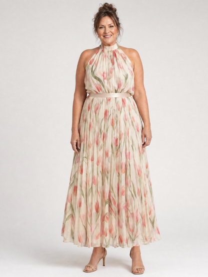 Méaraí | Halter Neck Floral Midi Dress