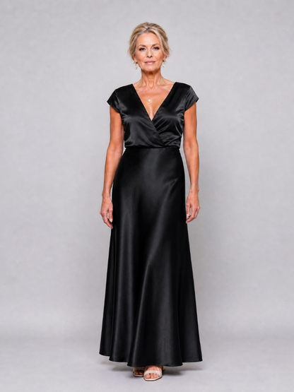 Earnait | Cap Sleeve Wrap Bodice Maxi Dress