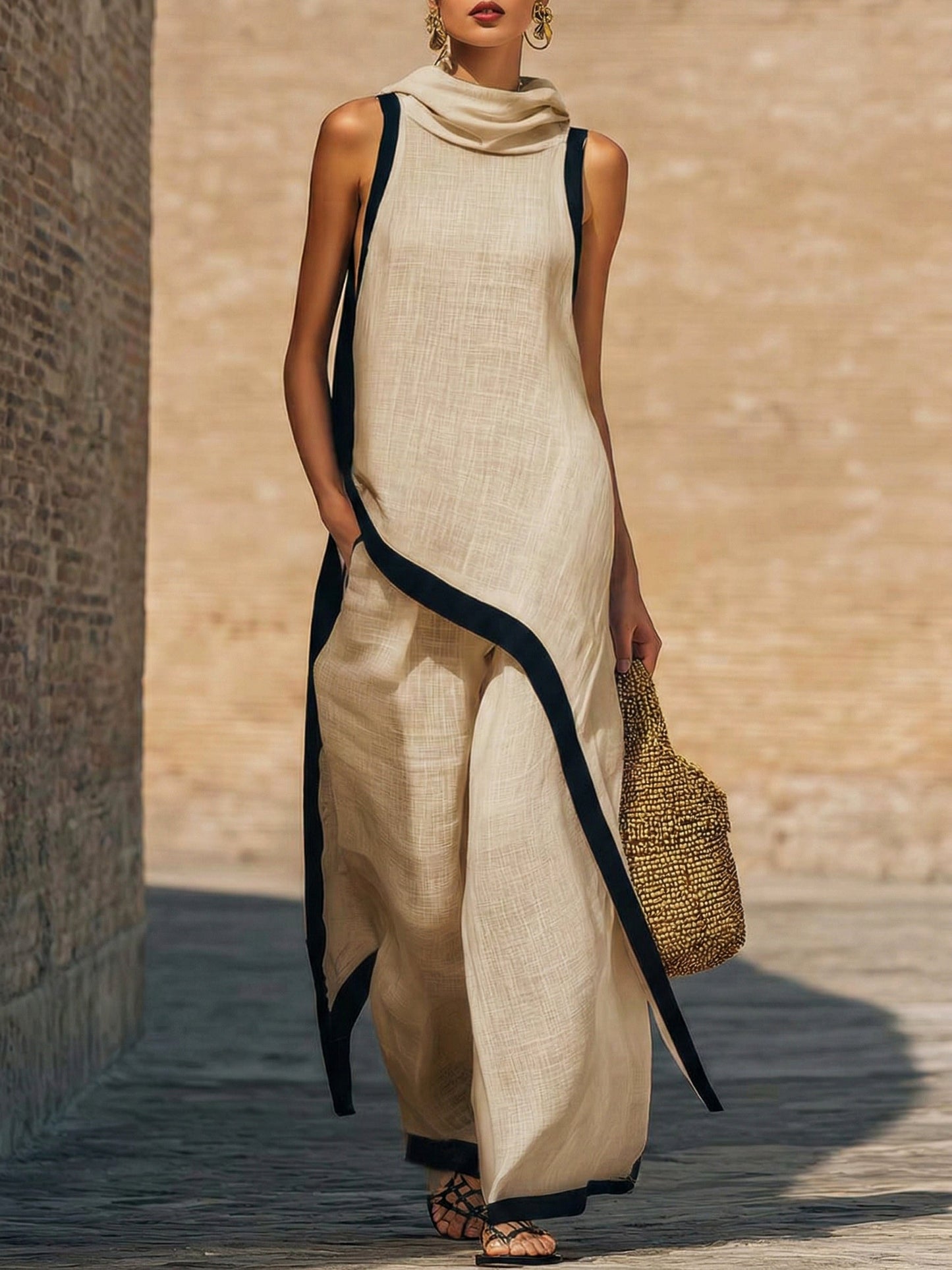 Achtan | Asymmetrical Tunic and Wide-Leg Pants Set