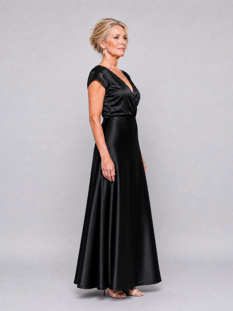 Earnait | Cap Sleeve Wrap Bodice Maxi Dress