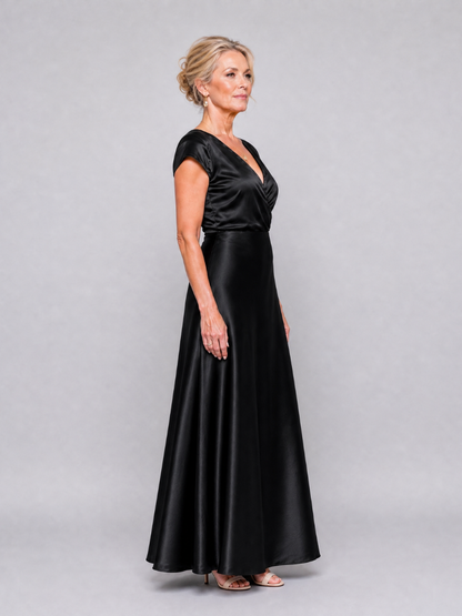 Earnait | Cap Sleeve Wrap Bodice Maxi Dress