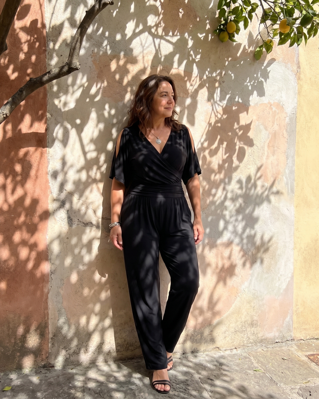 Sébdann | Cold-Shoulder Wrap-Waist Jumpsuit