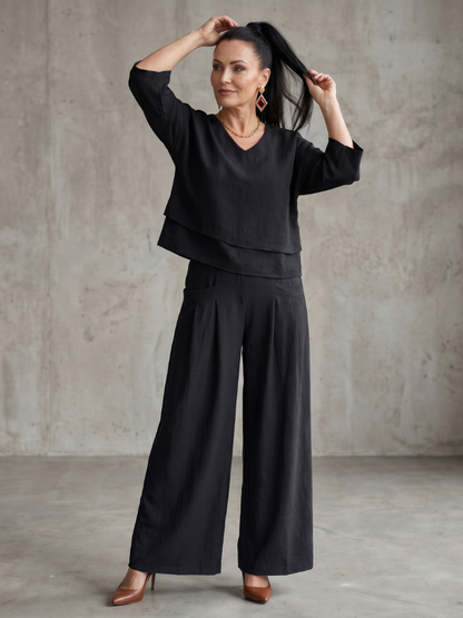 Edana | Layered Top & Wide-Leg Set
