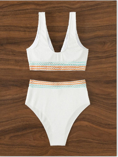 Elegant bikini with a V-neck top and high-waisted shaping bottoms