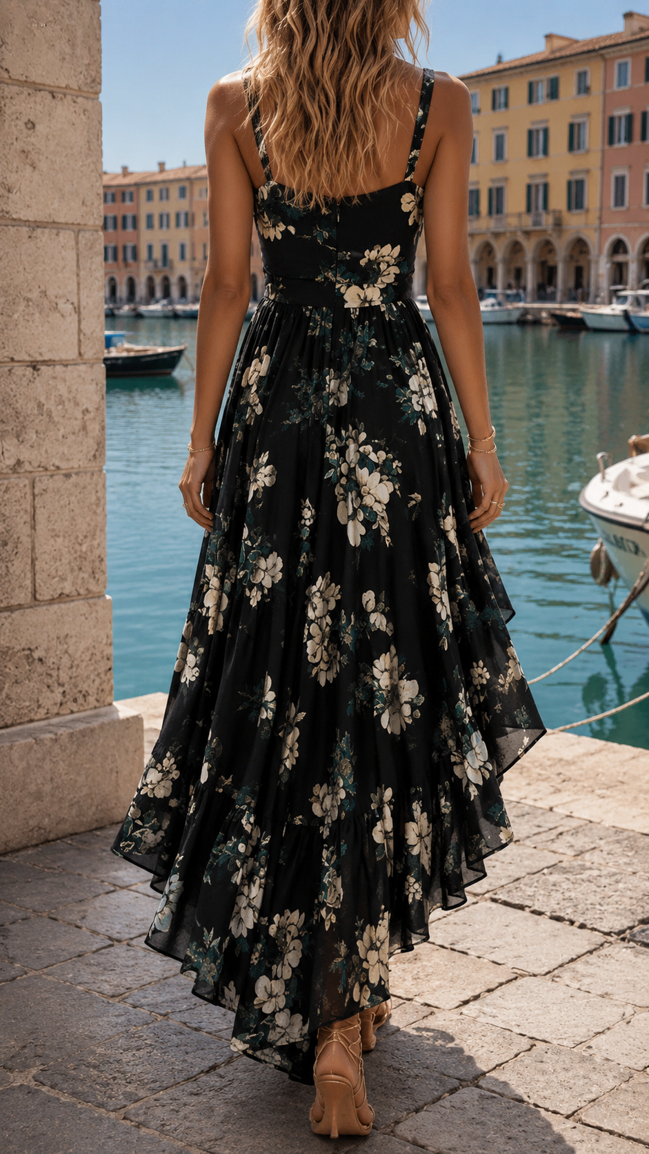 Aoileann | Floral Asymmetric Maxi Dress