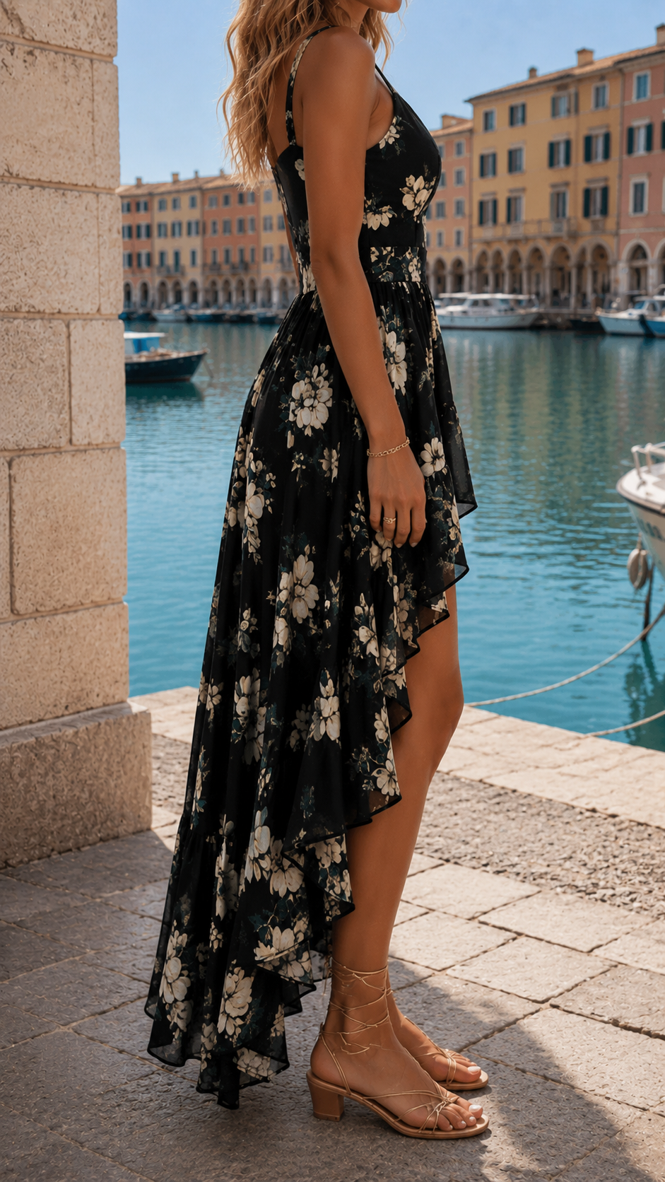 Aoileann | Floral Asymmetric Maxi Dress
