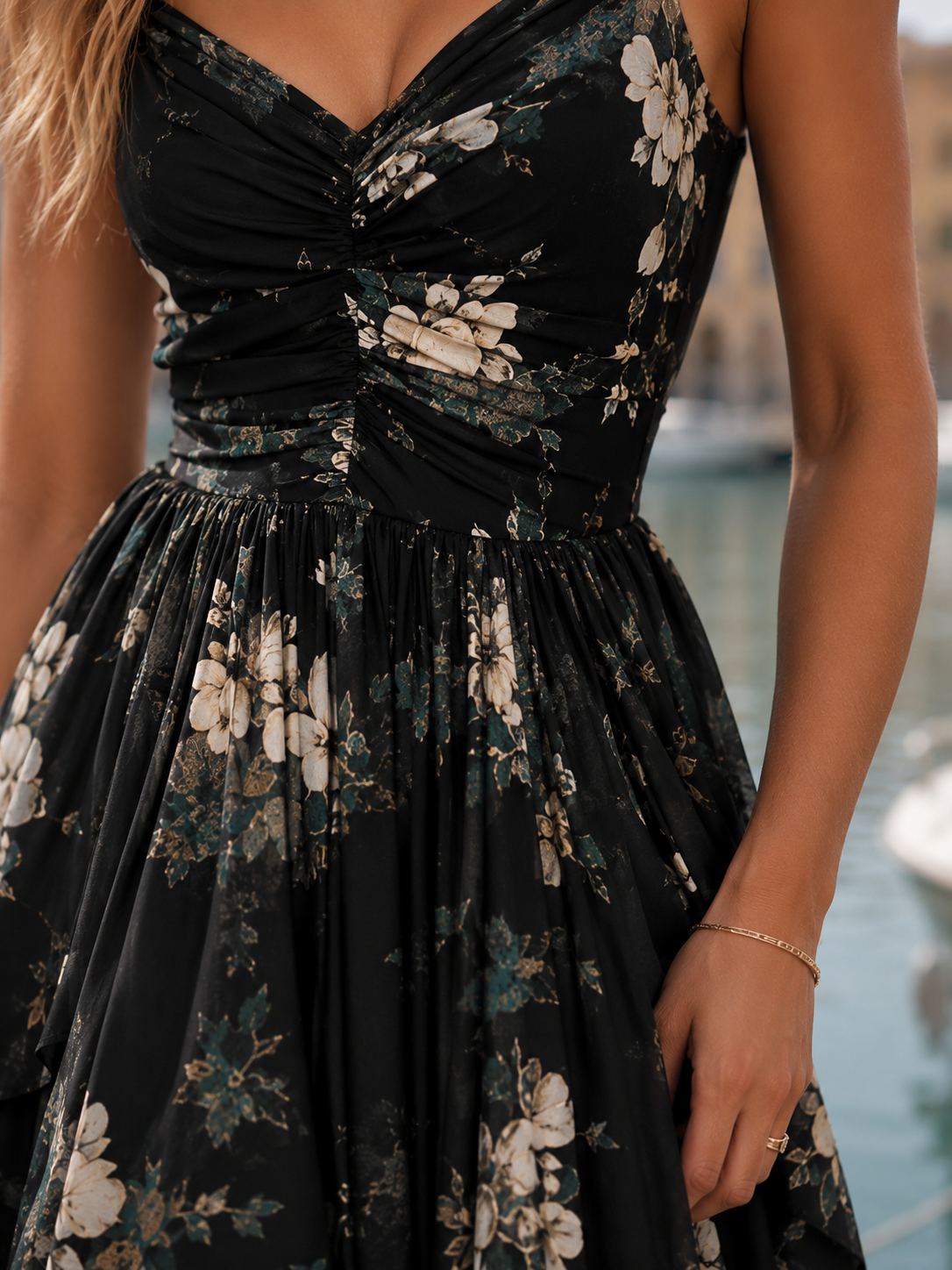 Aoileann | Floral Asymmetric Maxi Dress