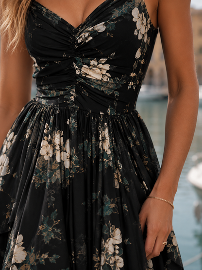 Aoileann | Floral Asymmetric Maxi Dress