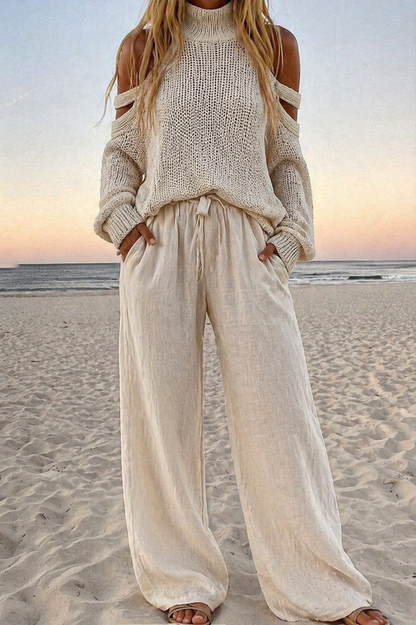 Cuach | Knit Top and Wide-Leg Trousers Set