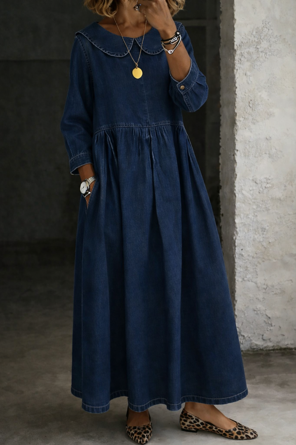 Sadhbh | Peter Pan Collar Denim Dress