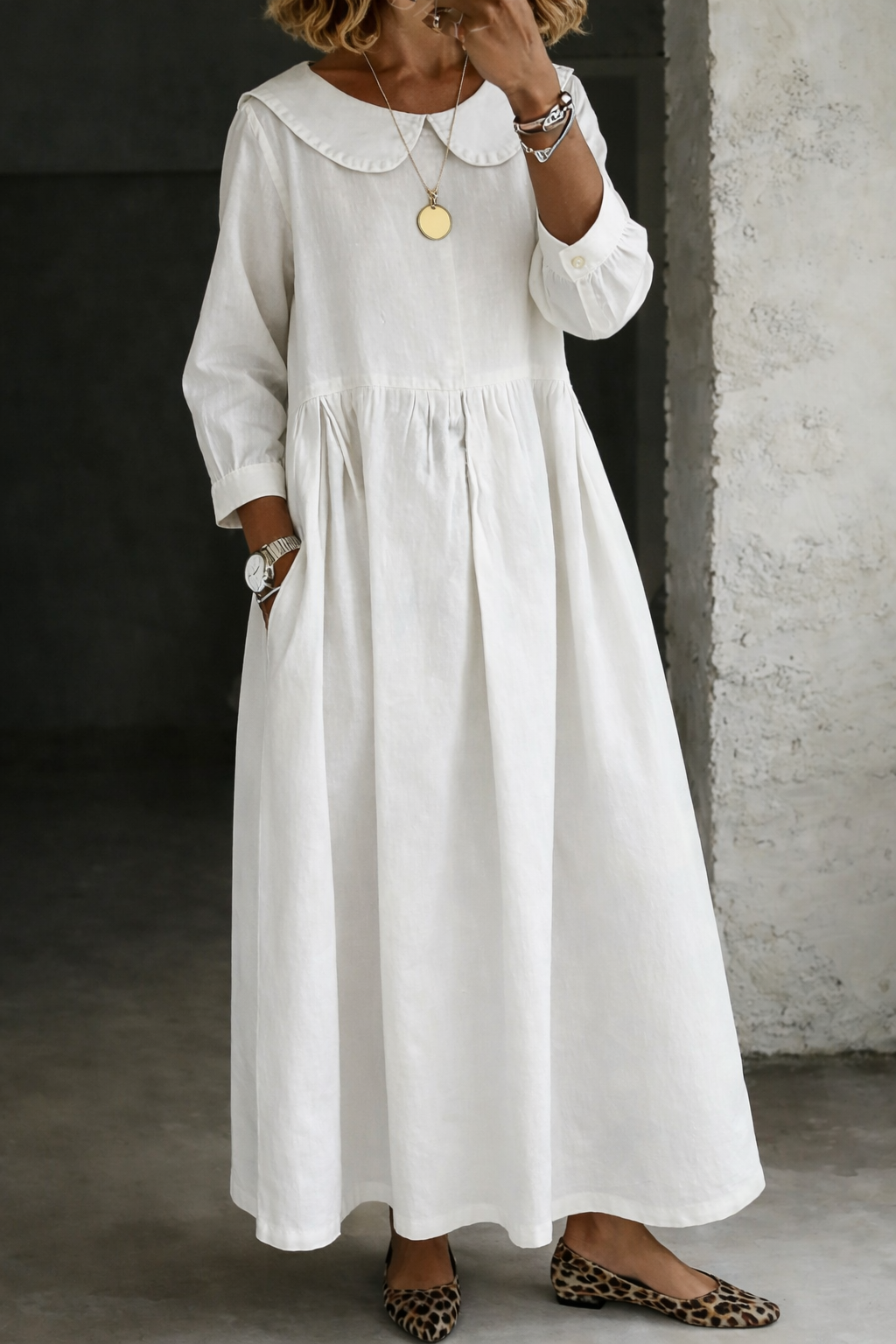 Sadhbh | Peter Pan Collar Denim Dress