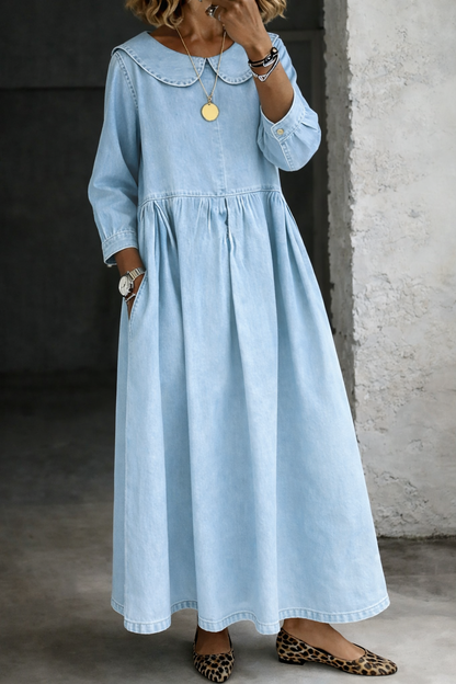 Sadhbh | Peter Pan Collar Denim Dress
