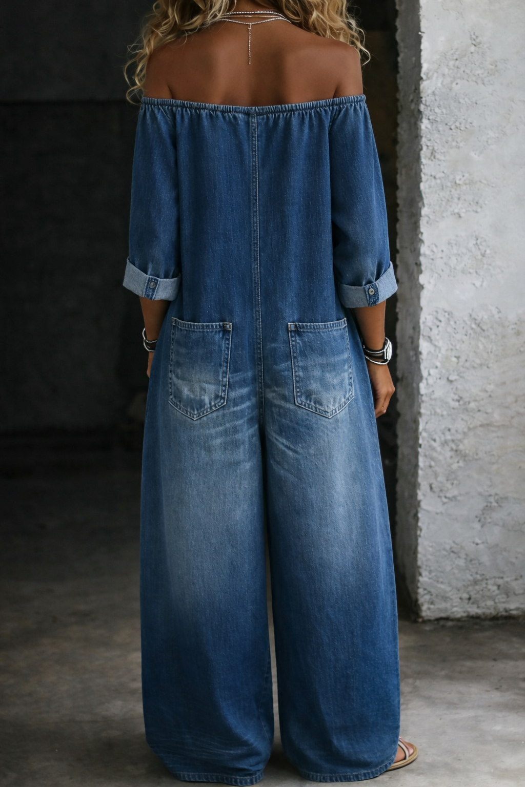 Niamh - Off Shoulder Long Sleeve Jumpsuit