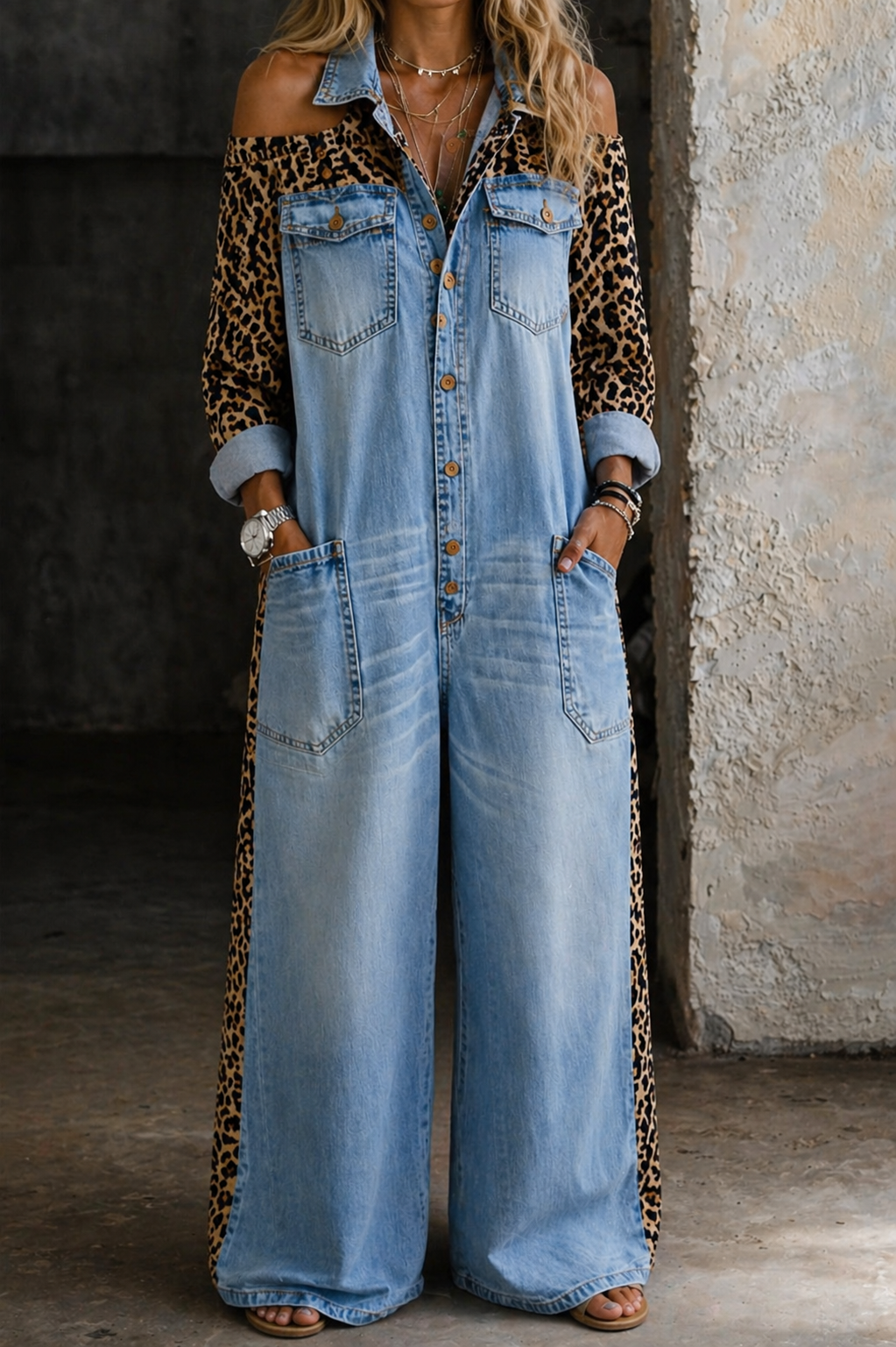 Róisín - One Piece Denim Shirt Jumpsuit
