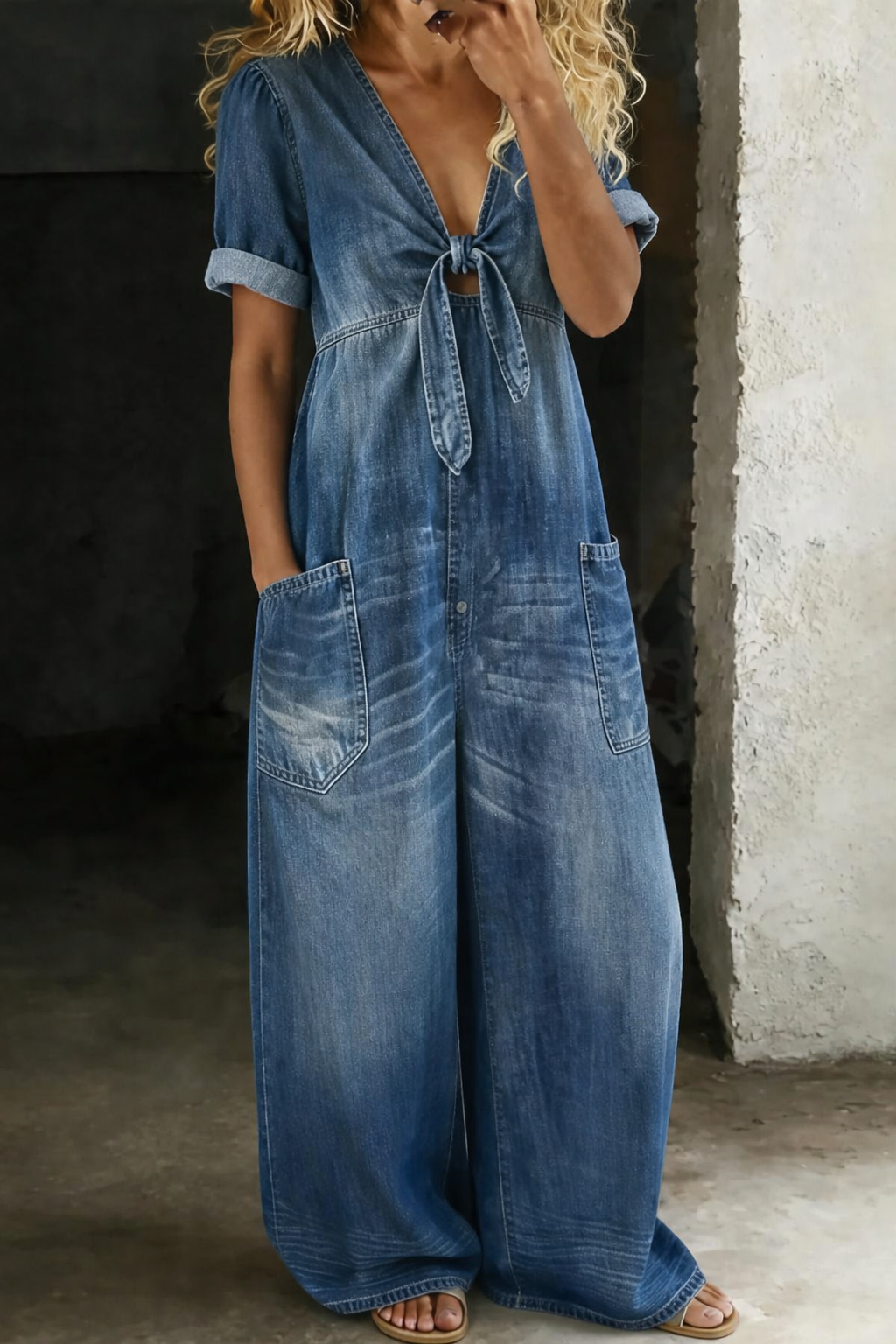 Ailbhe | V Neck Short Sleeve Jumpsuit