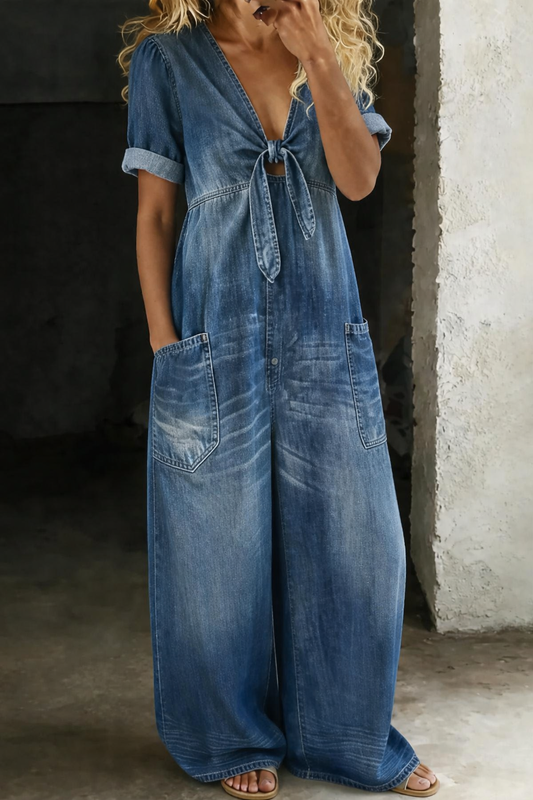 Ailbhe | V Neck Short Sleeve Jumpsuit