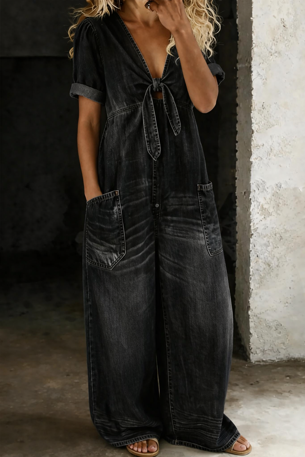 Ailbhe | V Neck Short Sleeve Jumpsuit