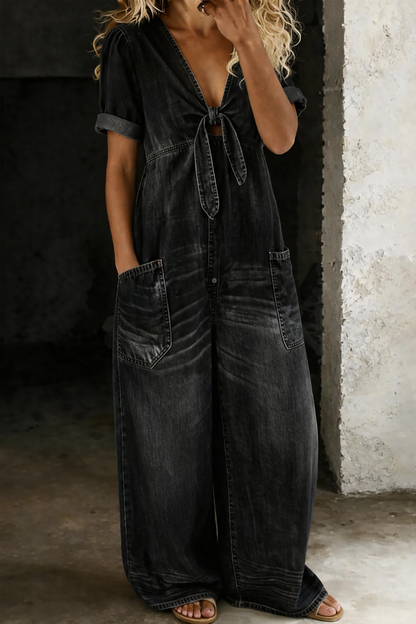 Ailbhe | V Neck Short Sleeve Jumpsuit