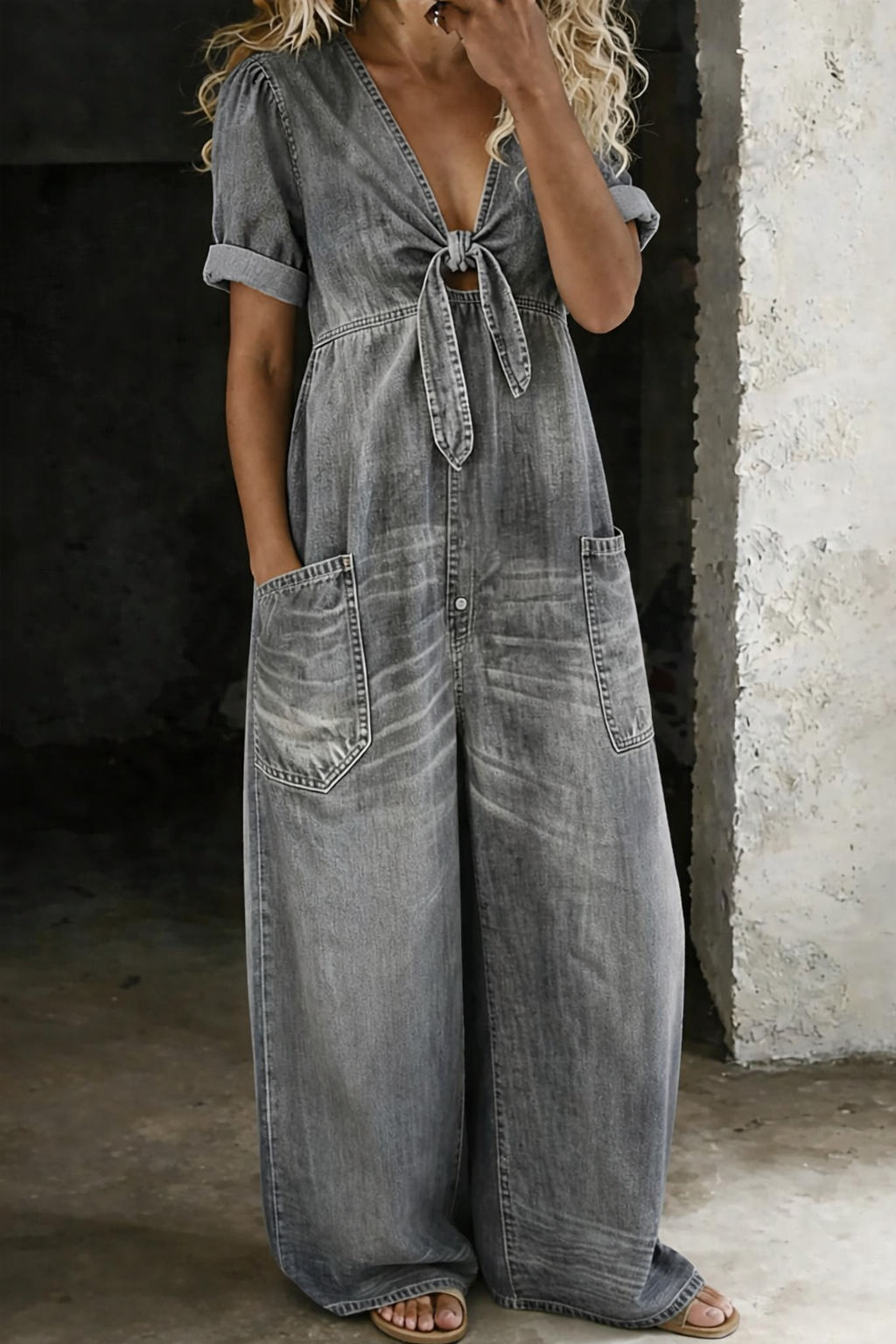 Ailbhe | V Neck Short Sleeve Jumpsuit