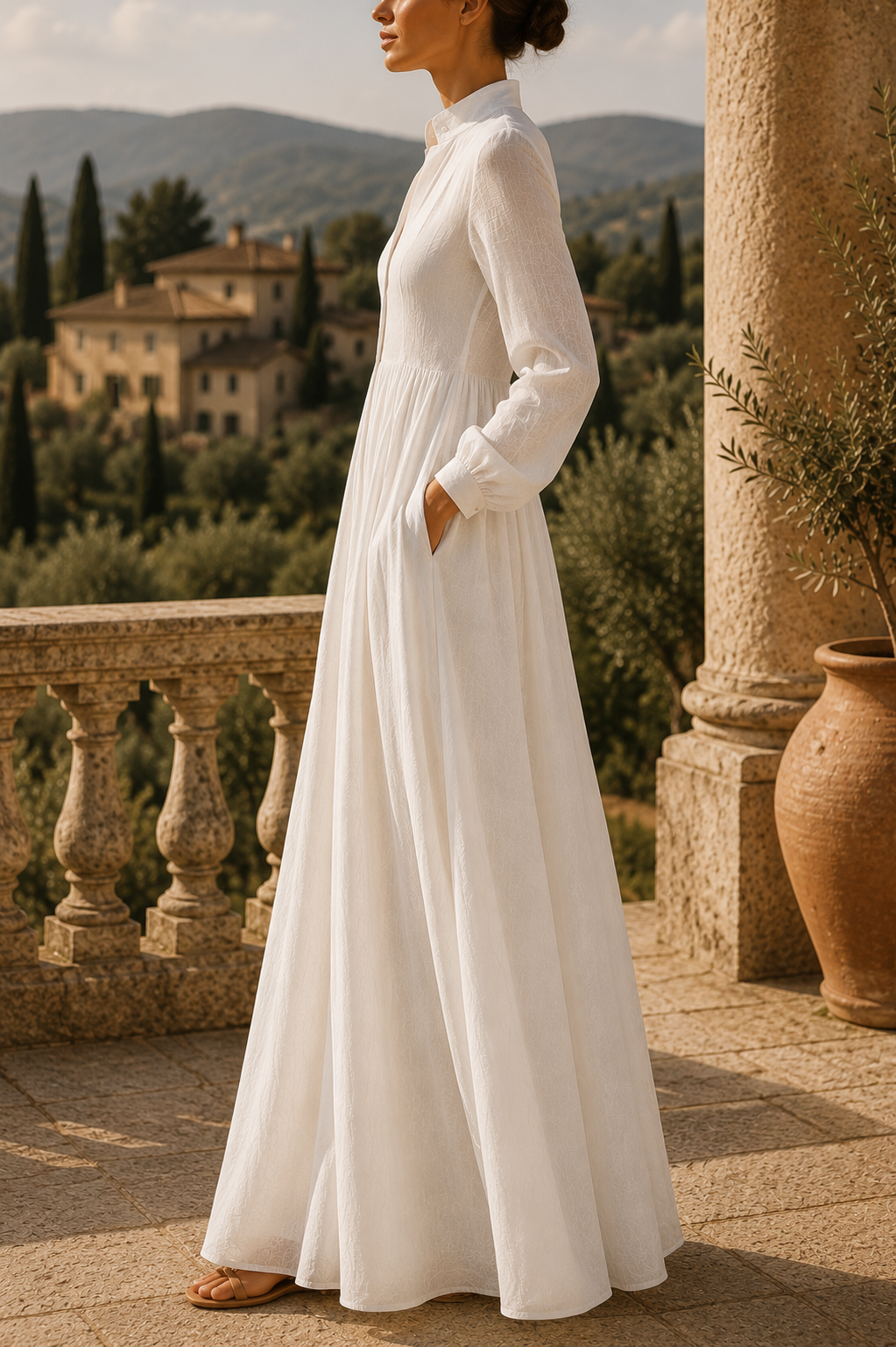 Uallach | Long Sleeve Flowing Maxi Dress