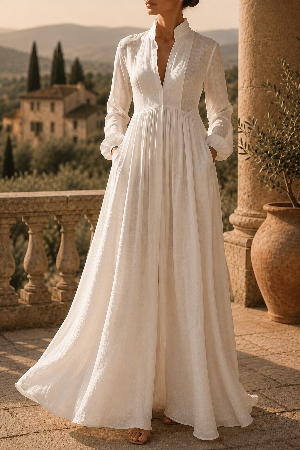 Uallach | Long Sleeve Flowing Maxi Dress