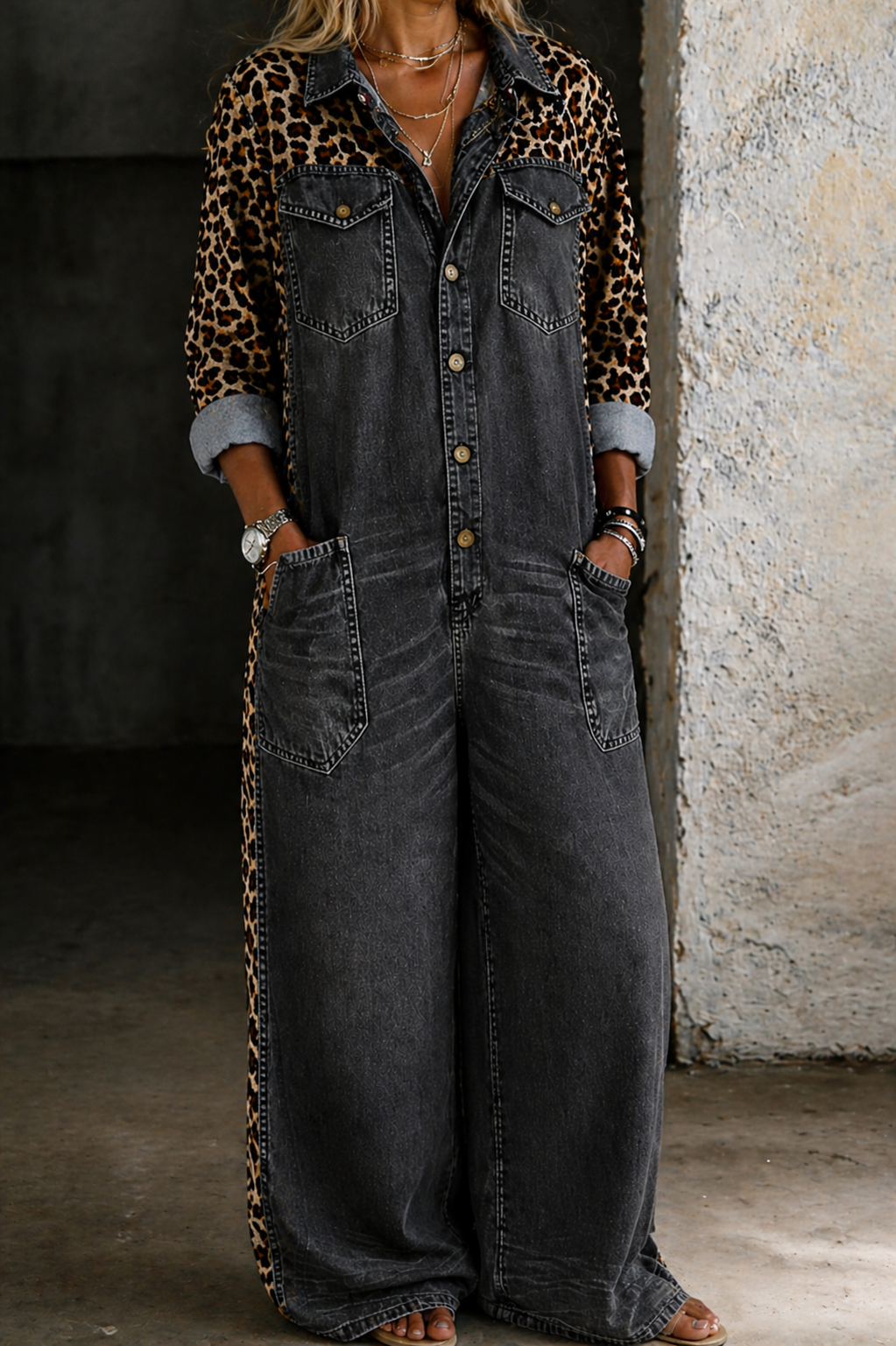 Róisín - One Piece Denim Shirt Jumpsuit