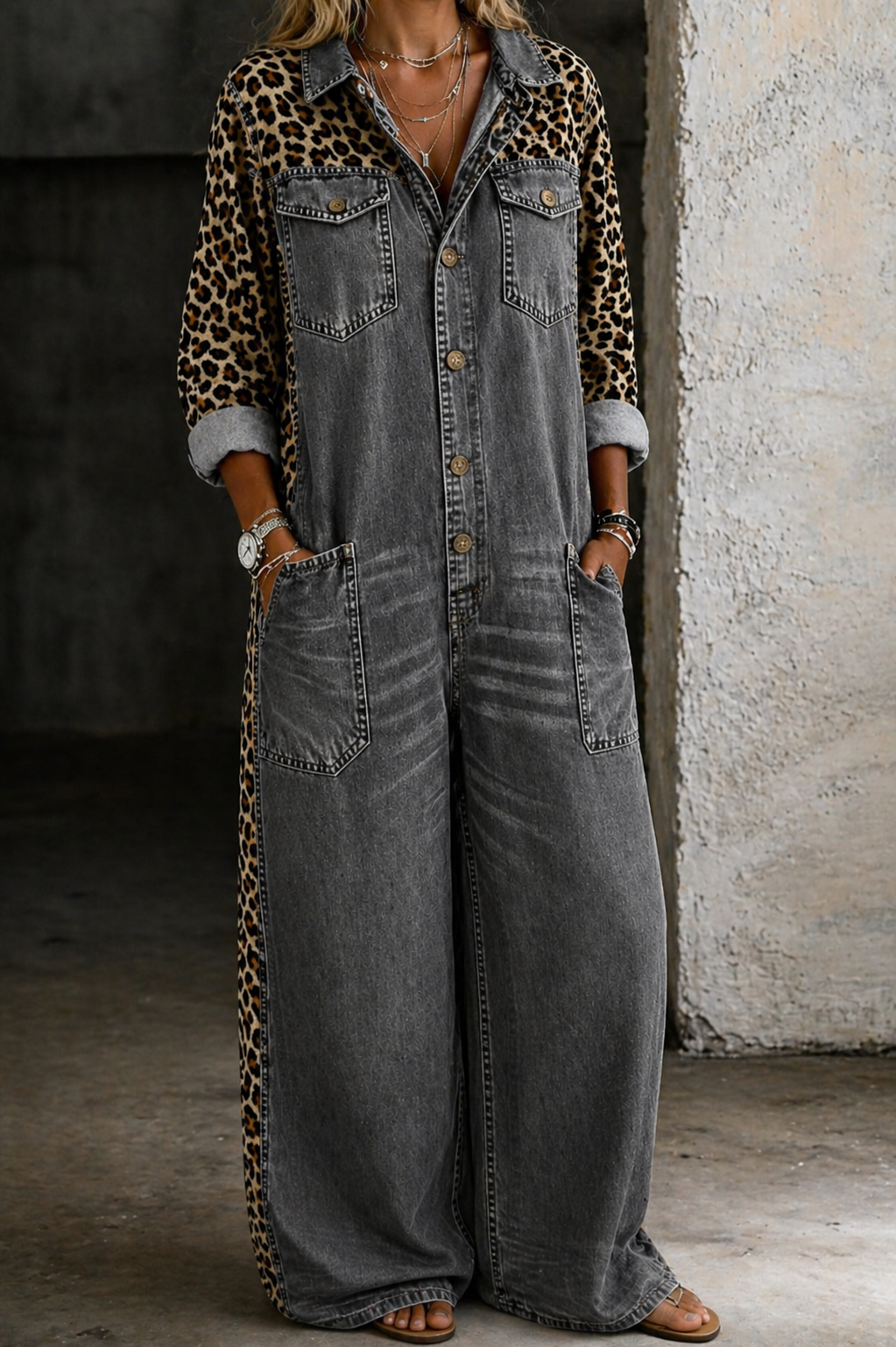 Róisín - One Piece Denim Shirt Jumpsuit