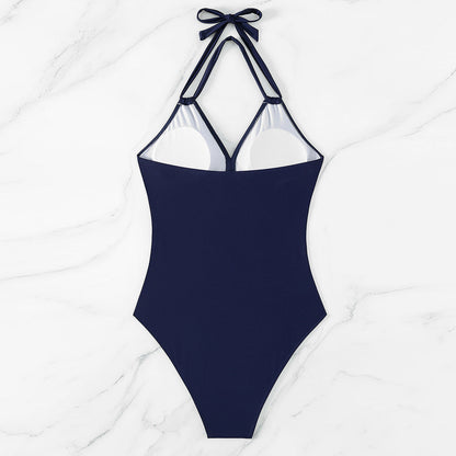 One-Piece Sculpting Swimsuit with Criss-Cross and Tulle