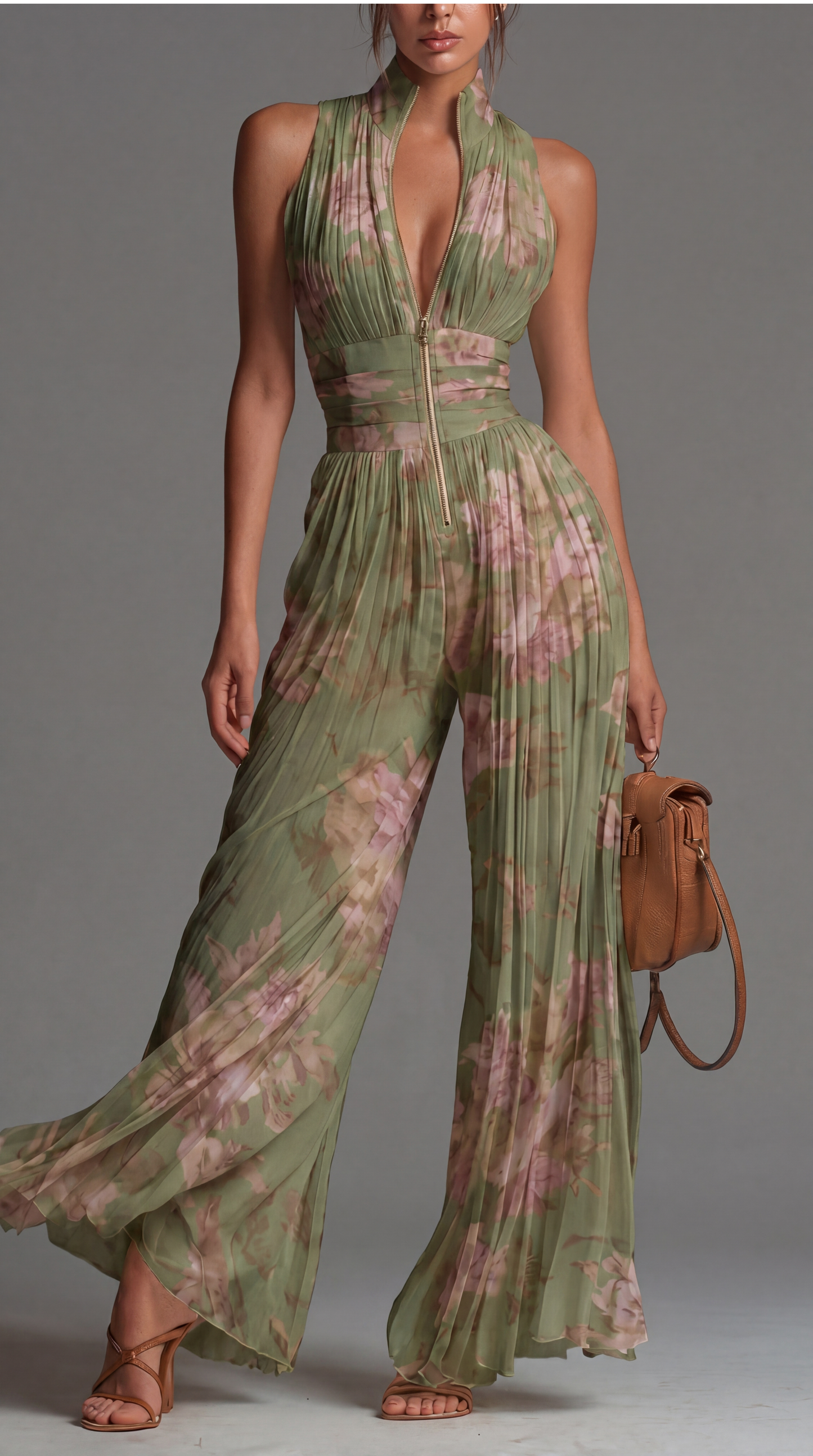 Mailí | Pleated Floral Chiffon Jumpsuit