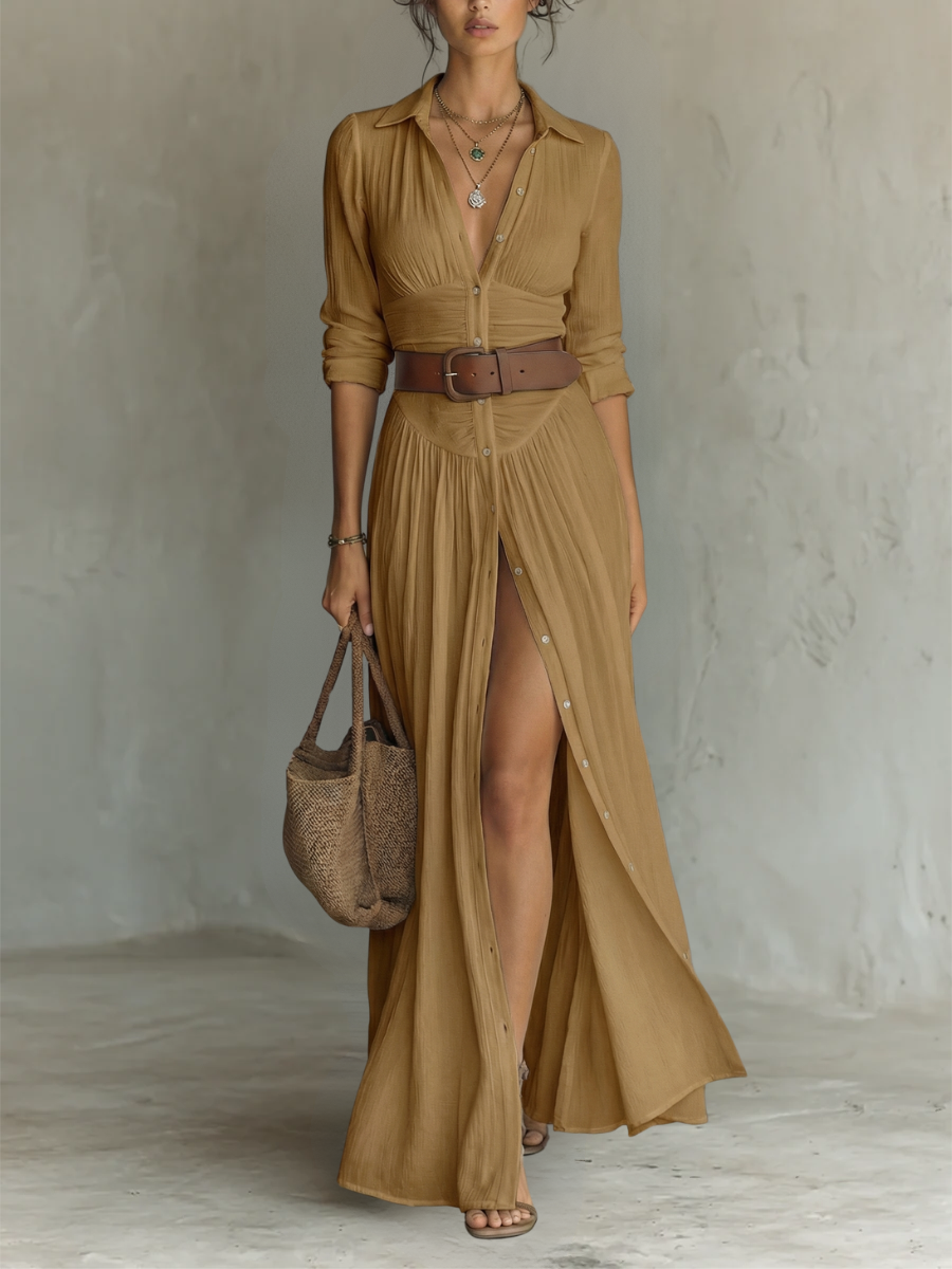 Róisín | Notched Collar Maxi Dress