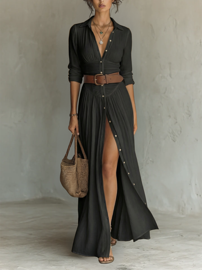 Róisín | Notched Collar Maxi Dress
