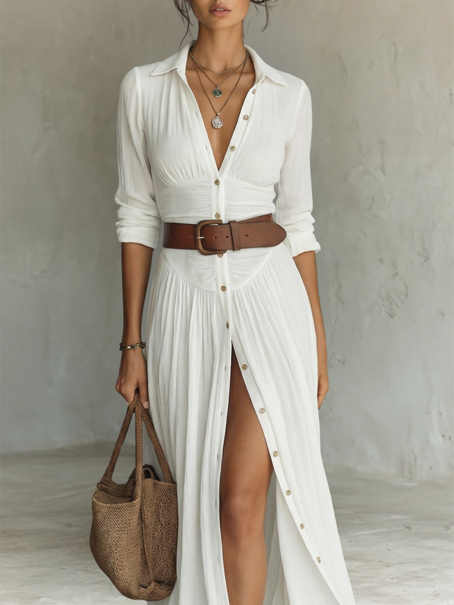 Róisín | Notched Collar Maxi Dress