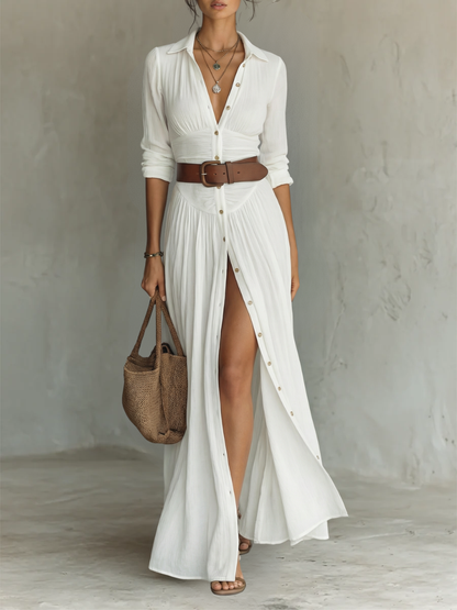 Róisín | Notched Collar Maxi Dress