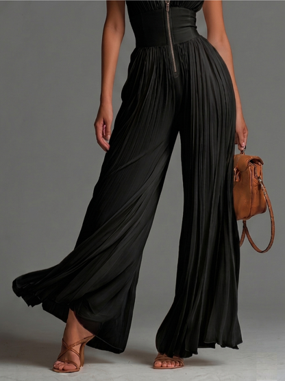 Áine | Black Pleated Chiffon Set
