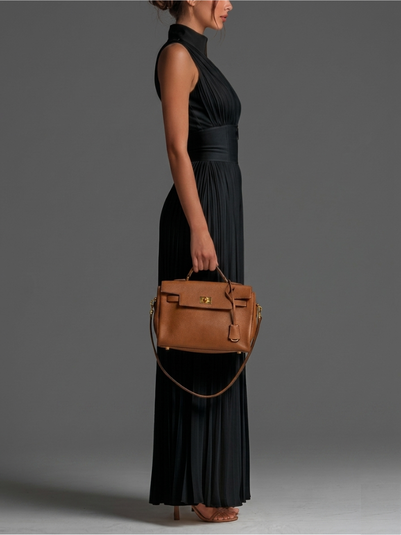 Áine | Black Pleated Chiffon Set