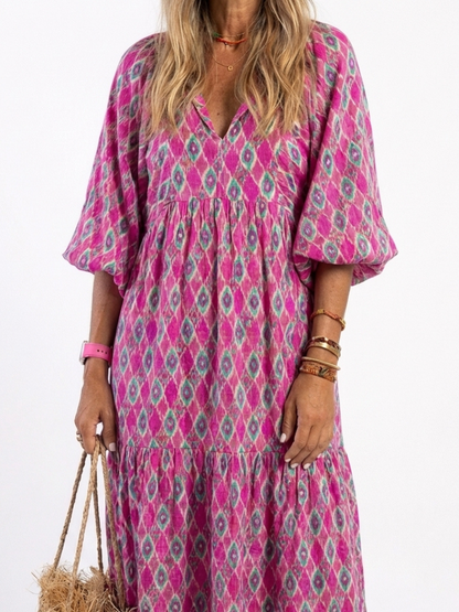 Aine | Patterned Midi Dress