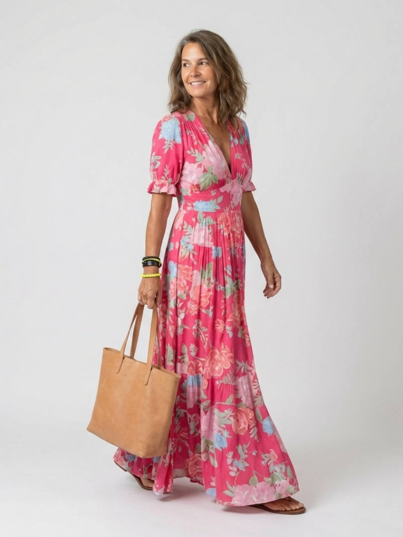 Tess | Floral V-Neck Midi Dress