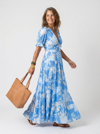Tess | Floral V-Neck Midi Dress