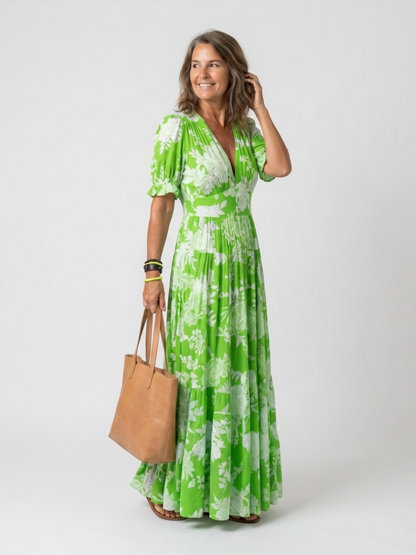 Tess | Floral V-Neck Midi Dress