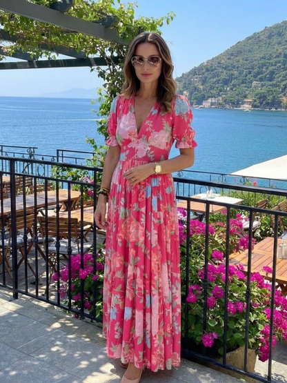 Tess | Floral V-Neck Midi Dress