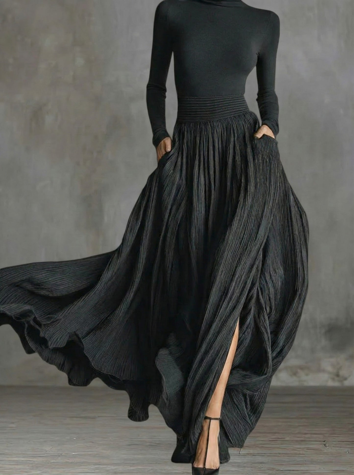 Aimend | High-Waist Maxi Dress