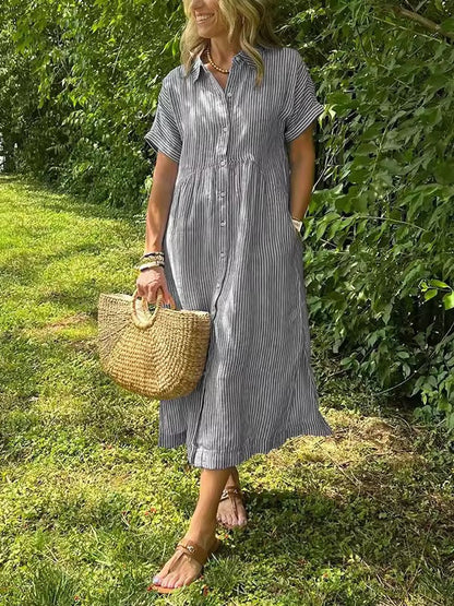 Bríghdín | Striped Shirt Maxi Dress